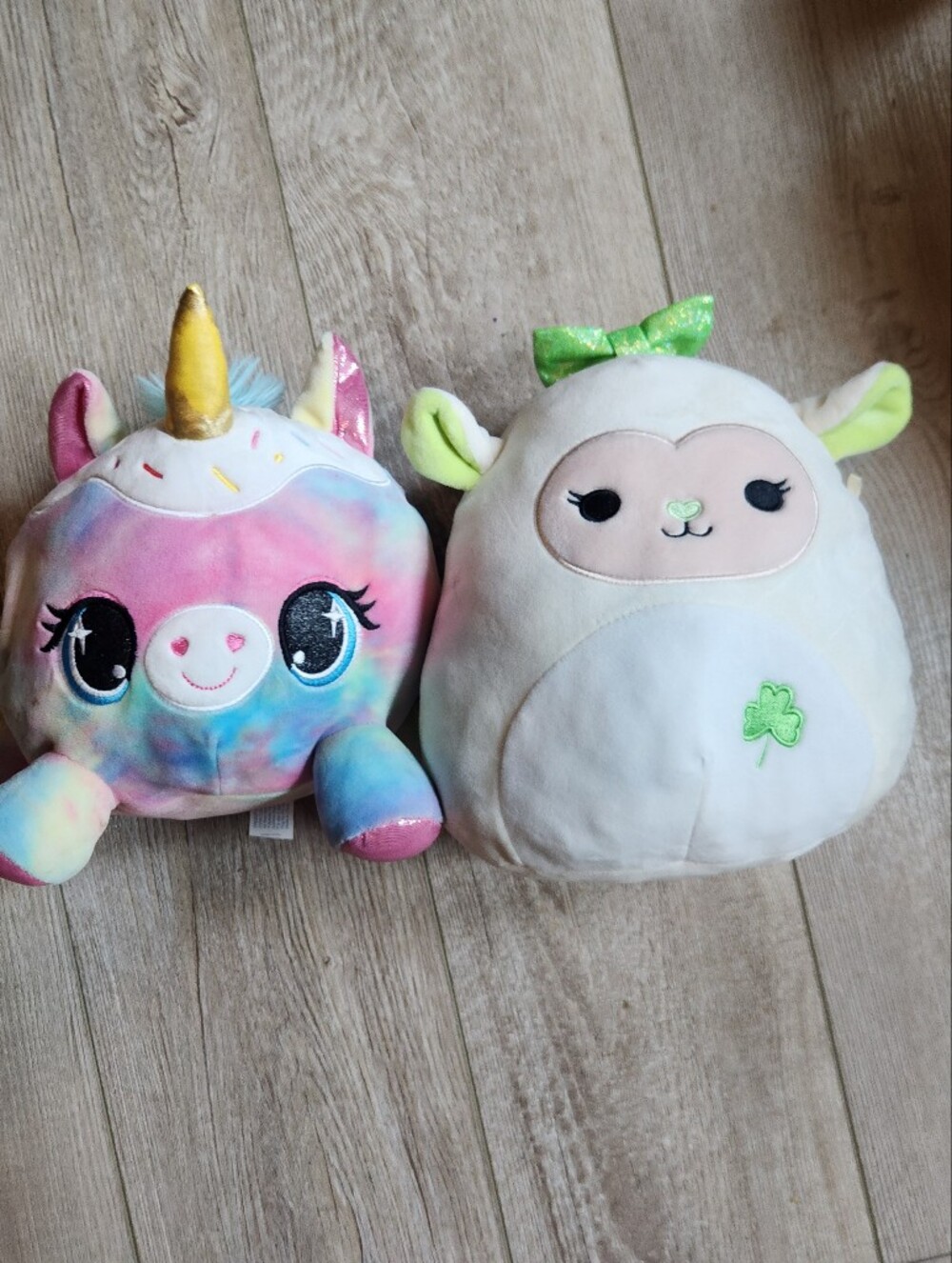 Squishmallows Pastel Rainbow Unicorn & Cream Lamb Plush Set